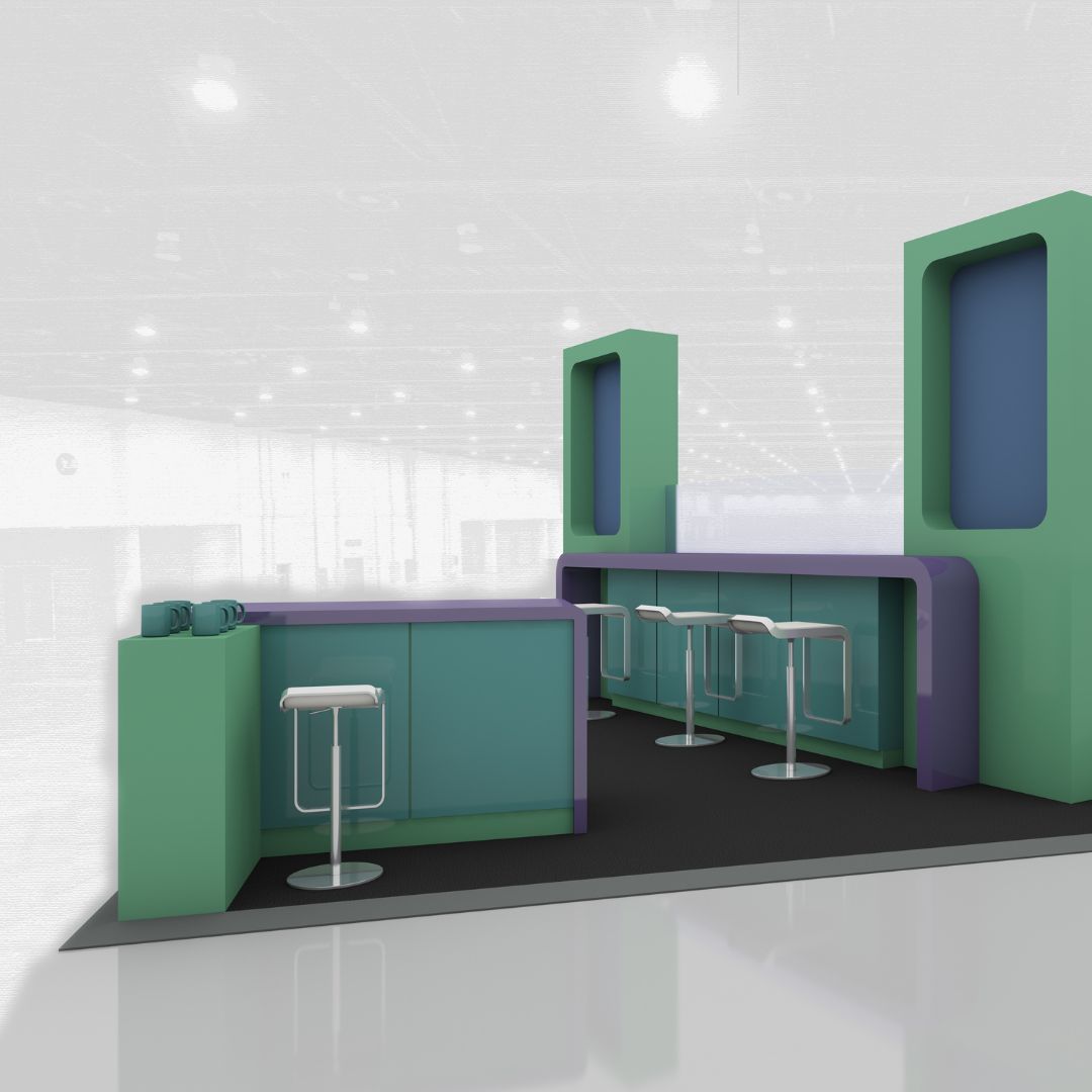 Innovative modular exhibition stand in Dubai showcasing sleek and professional design.