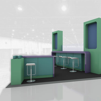 Innovative modular exhibition stand in Dubai showcasing sleek and professional design.